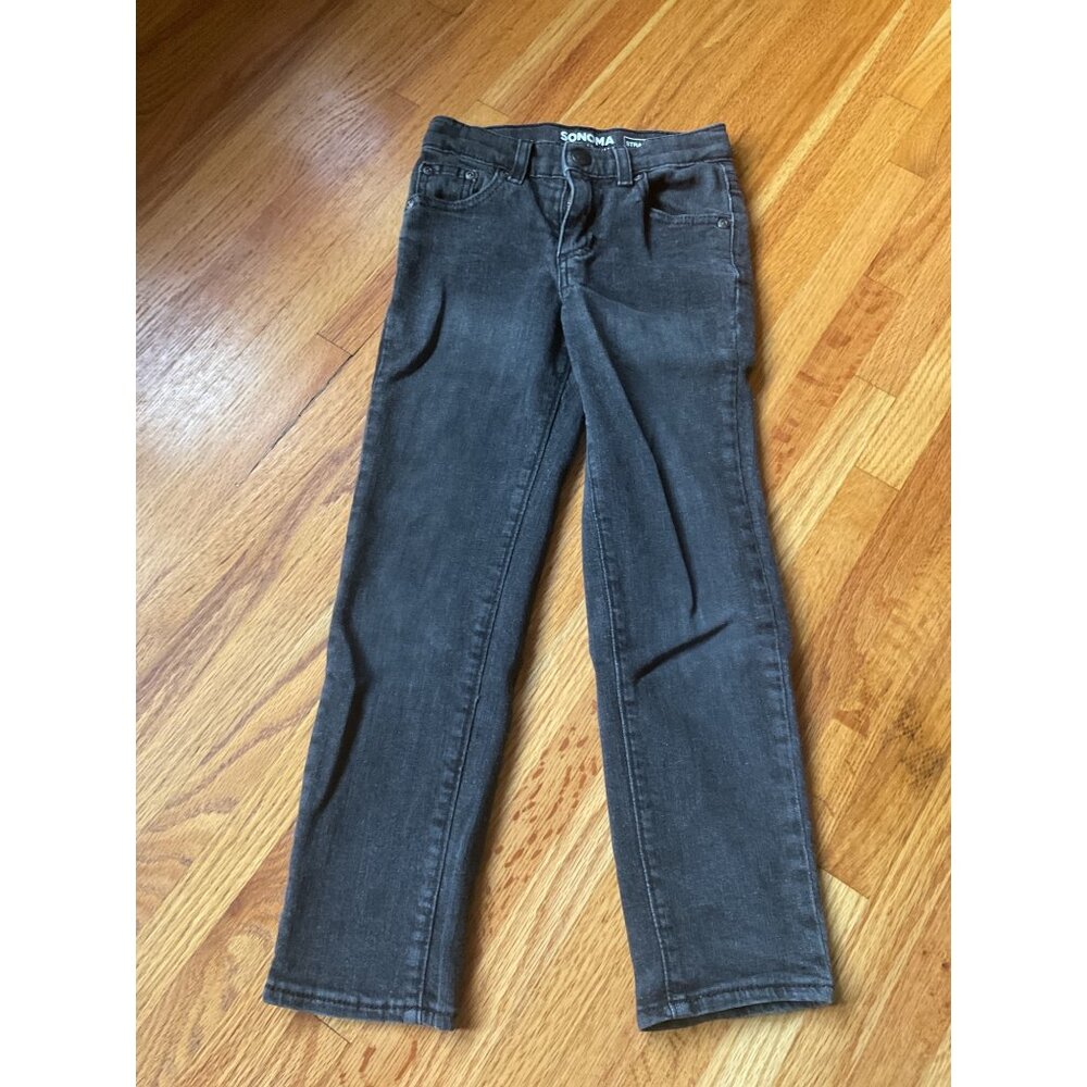 Sonoma Goods For Life Boys Black Denim Jeans Straight 7 Regular Adjustable Waist